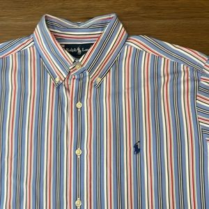 Ralph Lauren Classic Fit men’s large beautiful multi color stripe  button down❤️